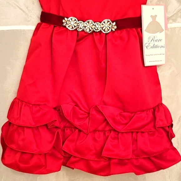 NEW Rare Editions Toddler Girl Fancy Dress, Rhinestones, Pearls & Velvet Trim, 5 - Picture 5 of 13